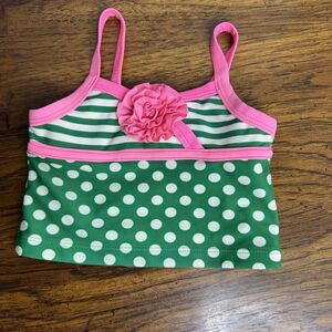 CIRCO Green Pink w/ White POLKA DOTS Swim Top Size 2T Toddler Baby Tankini
